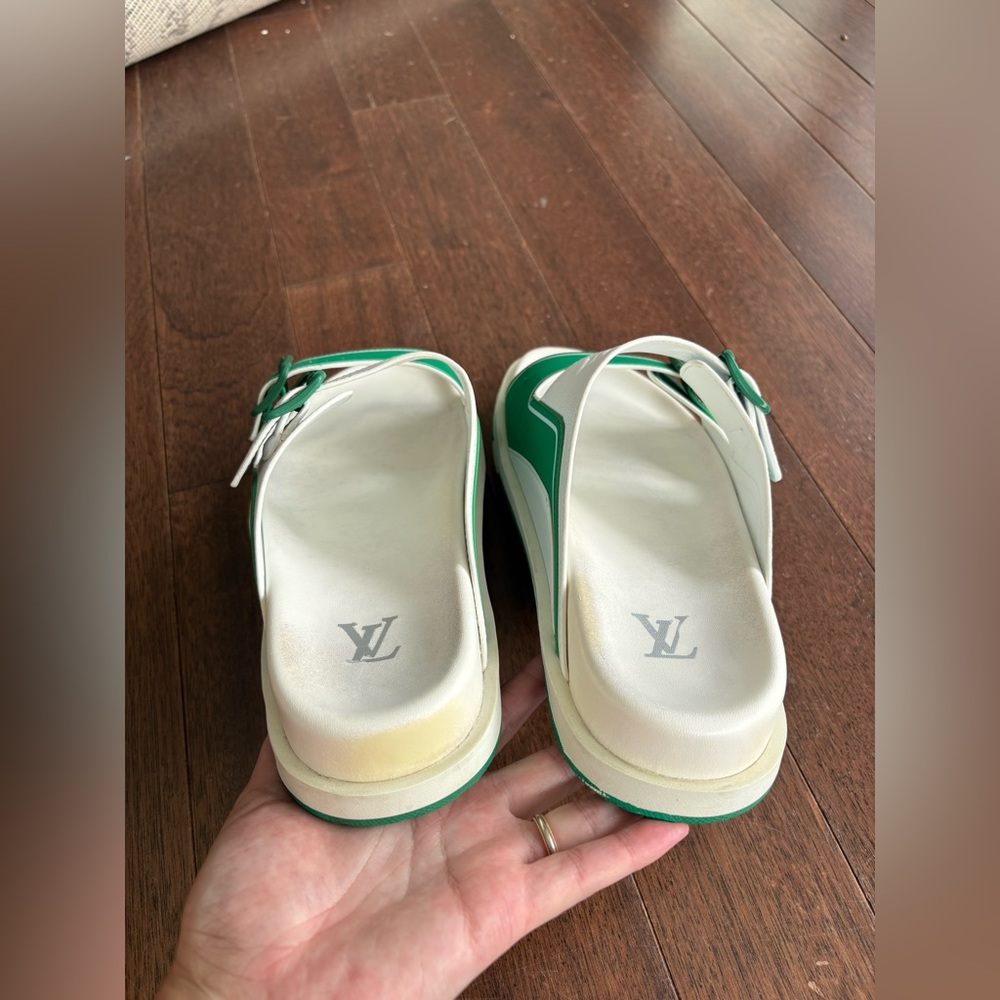 Louis Vuitton Trainer Mules Men’s Sandals EUR 45 Sport Slides US 10.5 Green Whit - Picture 6 of 15